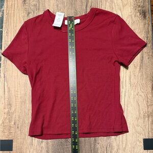 NWT Pink Rose Red Ribbed Tee Size Large